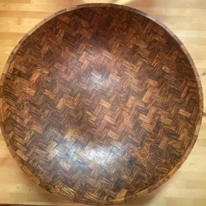 Herringbone Wood Bowl Large 17 inch diameter